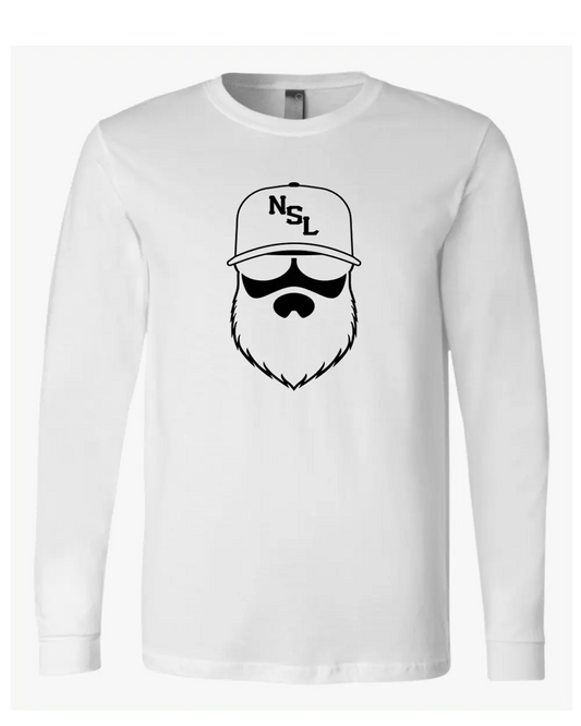 No Shave Life Beard League White Long Sleeve Shirt|Long Sleeve Shirt